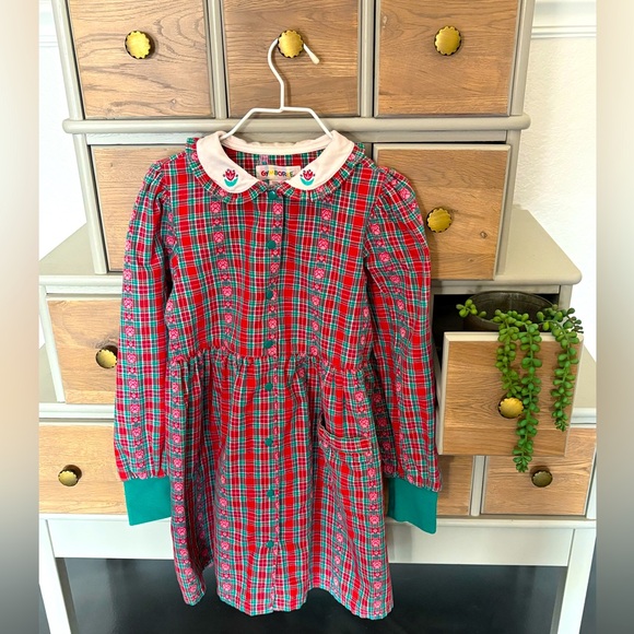 Vintage Gymboree Rainbow Tag Girl’s Winter Holiday Dress Red Plaid Snap Front XL - Picture 1 of 8